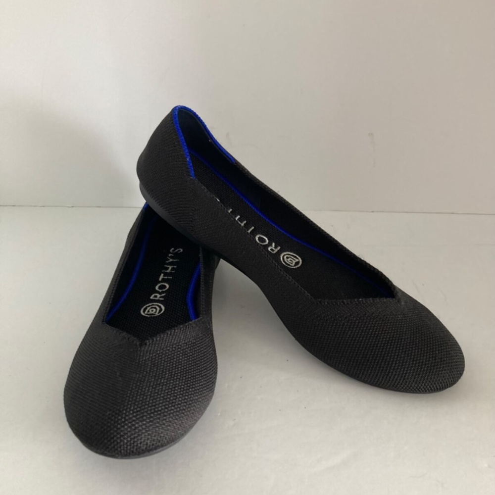 Rothy's Women Shoes The Flat Slip-On Round Toe Classic Black Ballet Flat 8 EUC